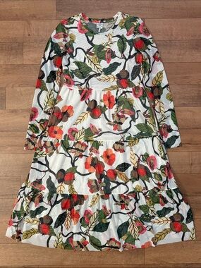 Baum Und Pferdgarten Size Large Kjole Jocelina Cream Floral Branch Midi Dress L